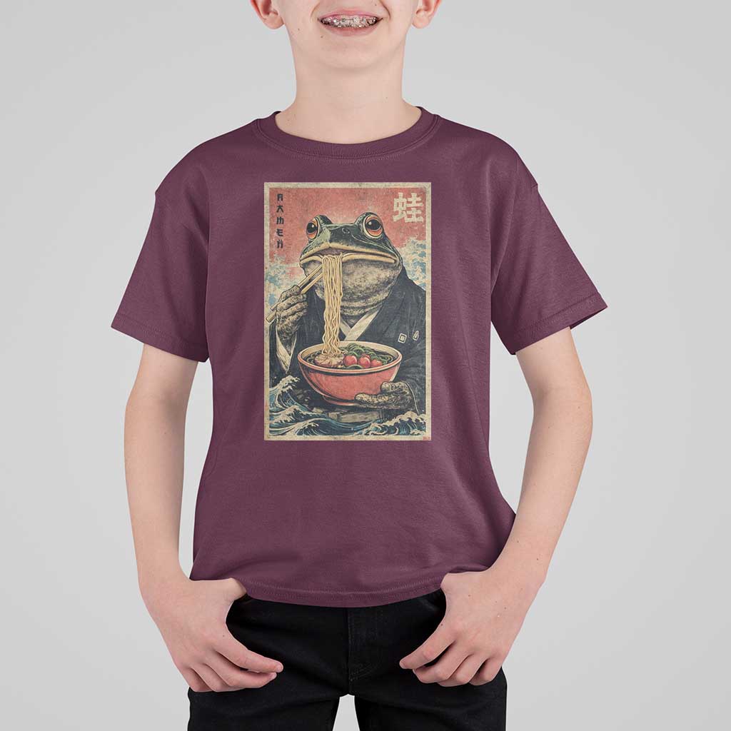 Frog Eat Ramen T Shirt For Kid Funny Japanese Noodles Anime Lovers Kawaii Anime - Wonder Print Shop
