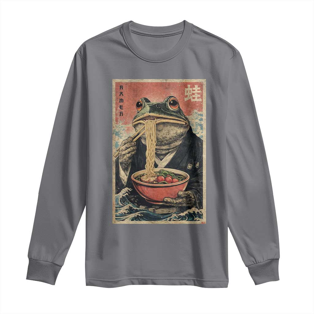 Frog Eat Ramen Long Sleeve Shirt Funny Japanese Noodles Anime Lovers Kawaii Anime - Wonder Print Shop