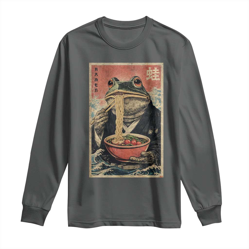 Frog Eat Ramen Long Sleeve Shirt Funny Japanese Noodles Anime Lovers Kawaii Anime - Wonder Print Shop