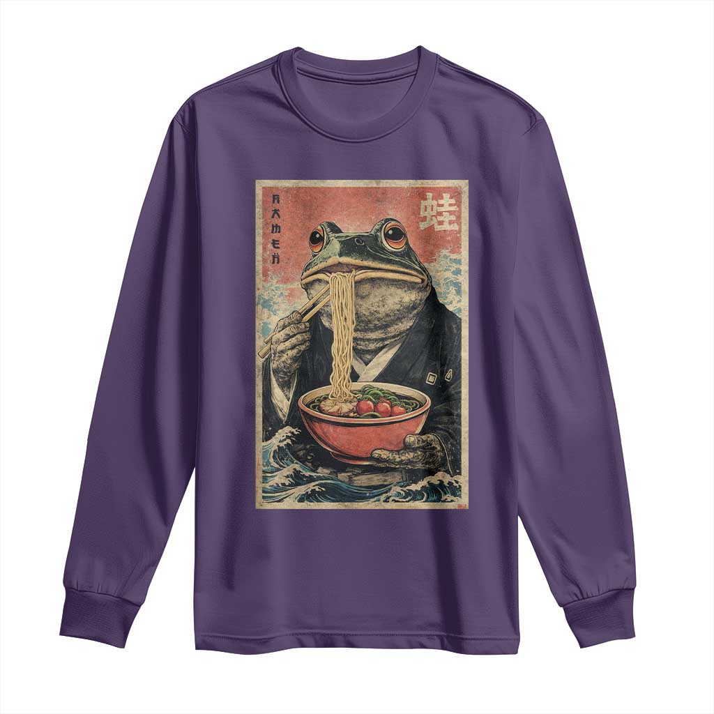 Frog Eat Ramen Long Sleeve Shirt Funny Japanese Noodles Anime Lovers Kawaii Anime - Wonder Print Shop
