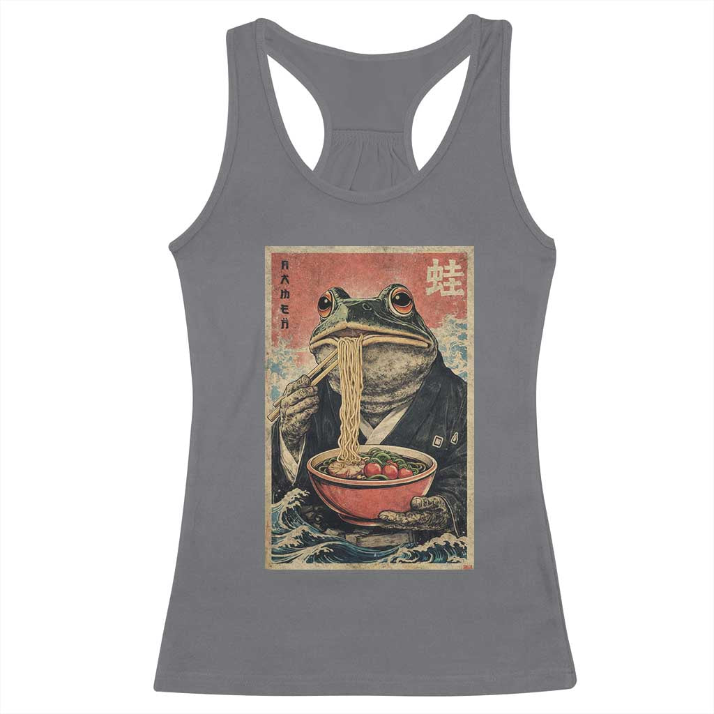 Frog Eat Ramen Racerback Tank Top Funny Japanese Noodles Anime Lovers Kawaii Anime - Wonder Print Shop