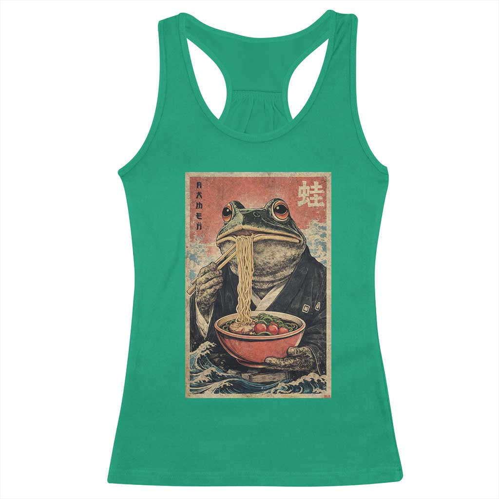 Frog Eat Ramen Racerback Tank Top Funny Japanese Noodles Anime Lovers Kawaii Anime - Wonder Print Shop