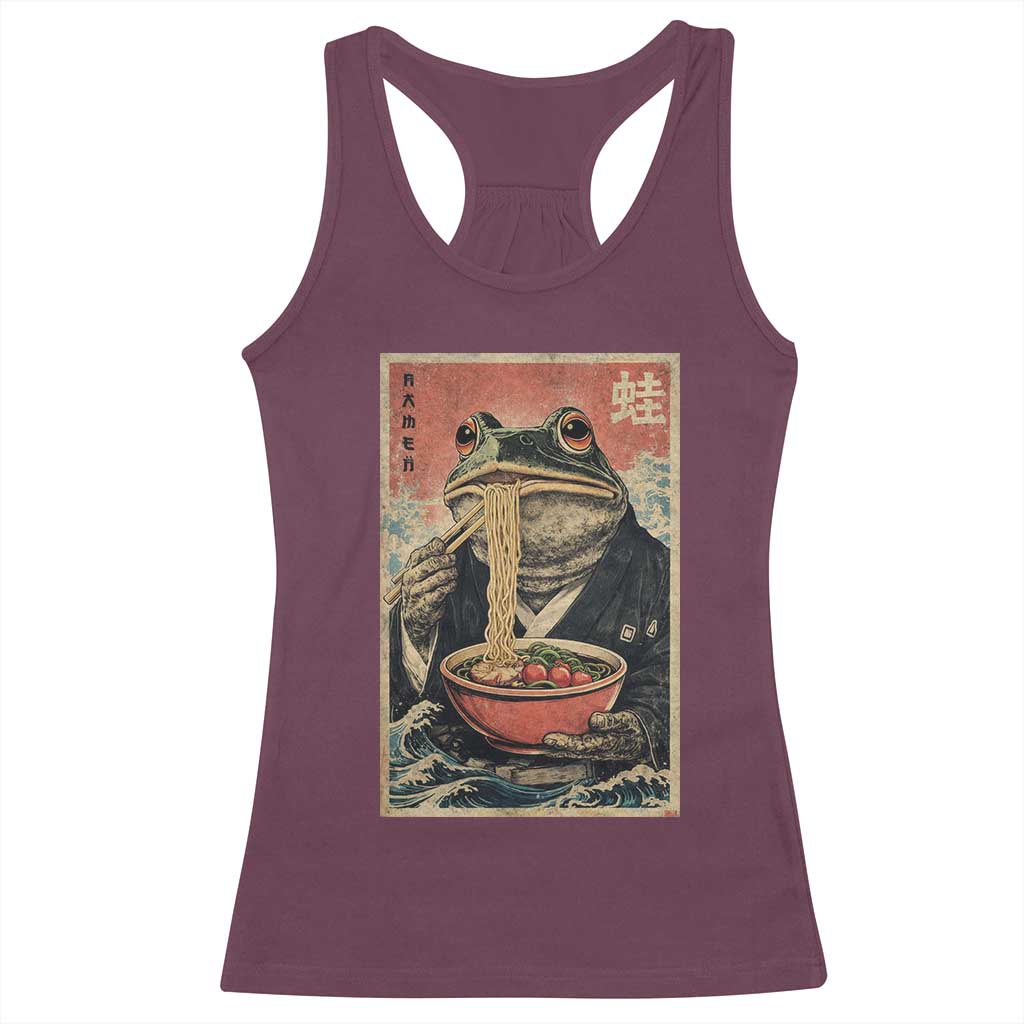 Frog Eat Ramen Racerback Tank Top Funny Japanese Noodles Anime Lovers Kawaii Anime - Wonder Print Shop