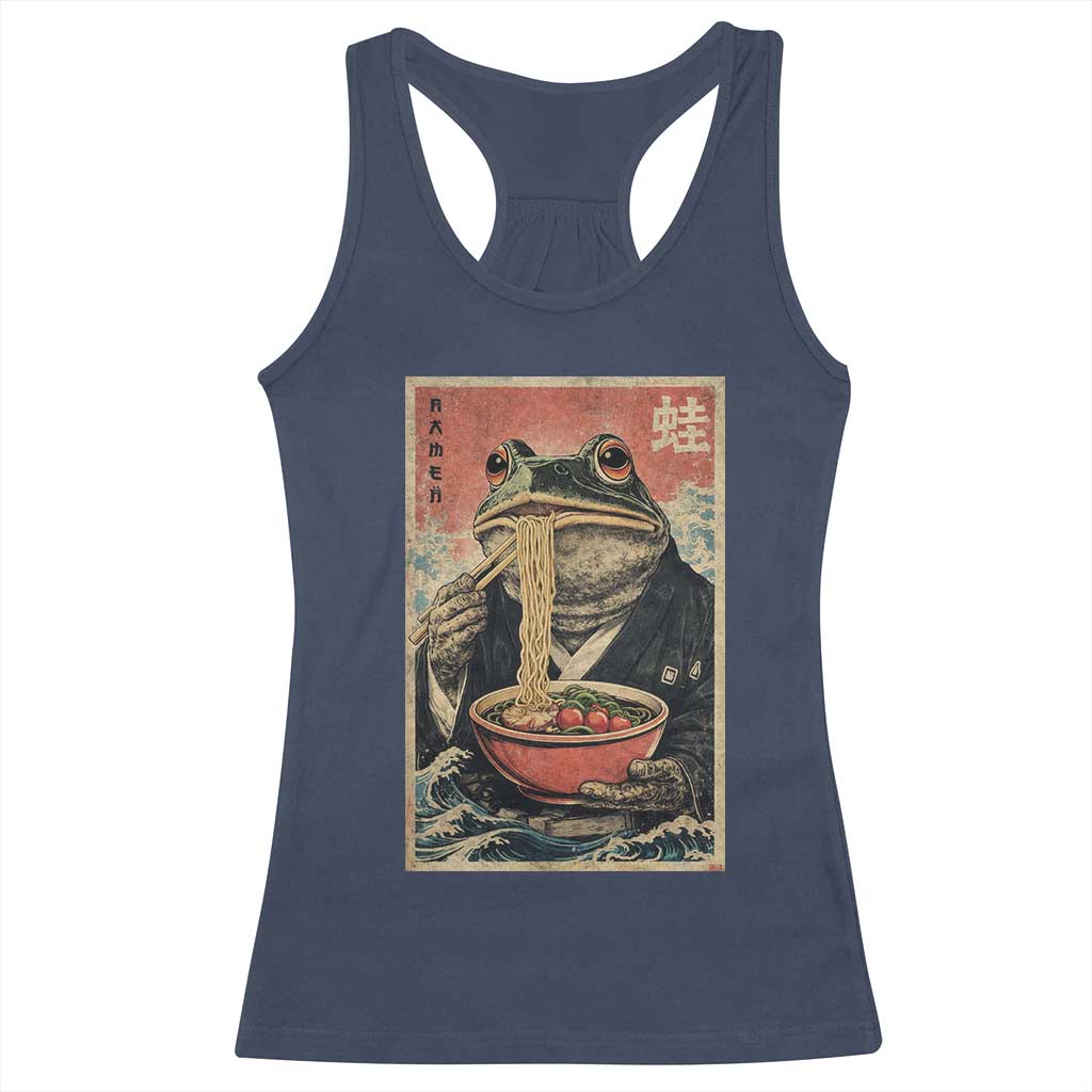 Frog Eat Ramen Racerback Tank Top Funny Japanese Noodles Anime Lovers Kawaii Anime - Wonder Print Shop