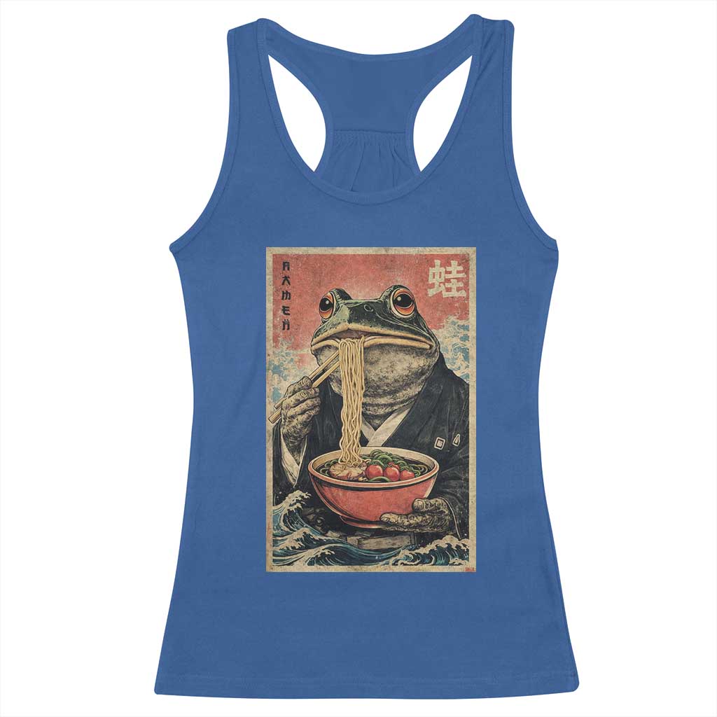 Frog Eat Ramen Racerback Tank Top Funny Japanese Noodles Anime Lovers Kawaii Anime - Wonder Print Shop