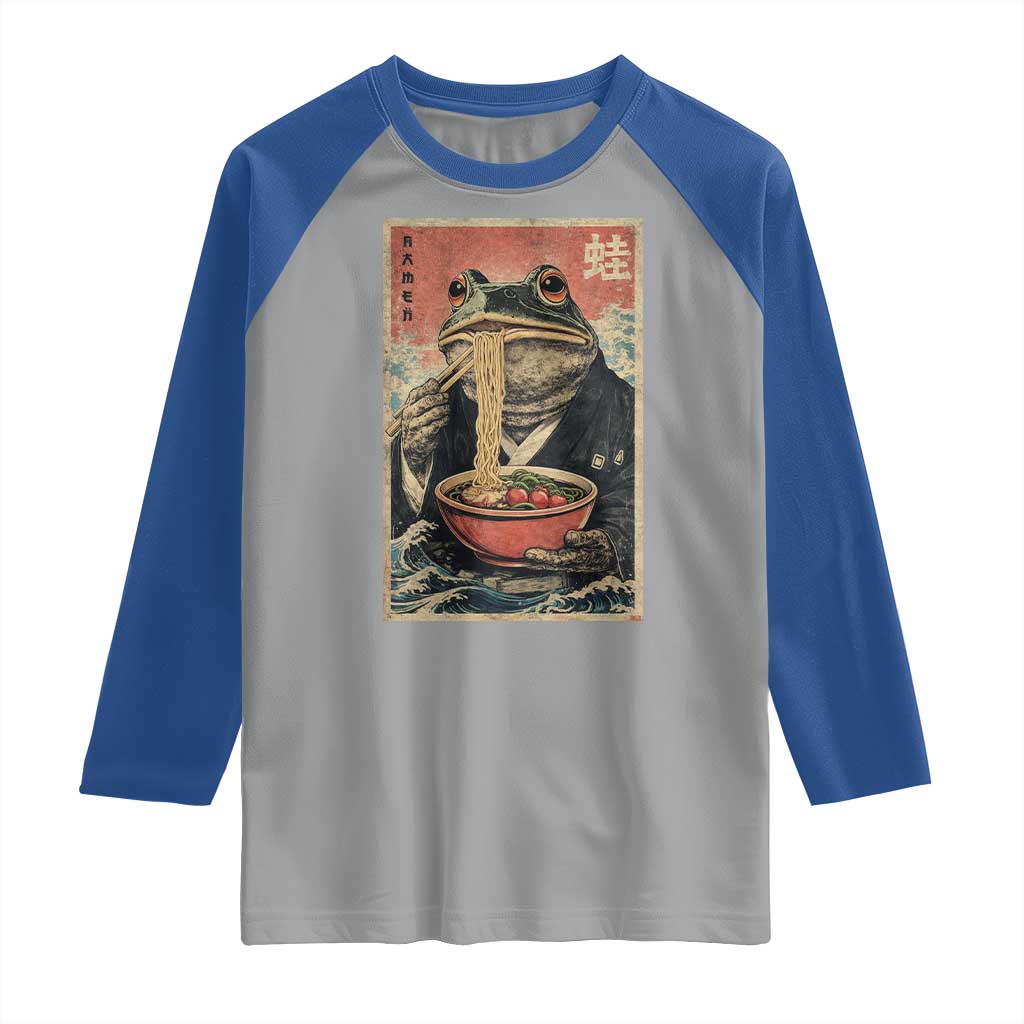 Frog Eat Ramen Raglan Shirt Funny Japanese Noodles Anime Lovers Kawaii Anime - Wonder Print Shop