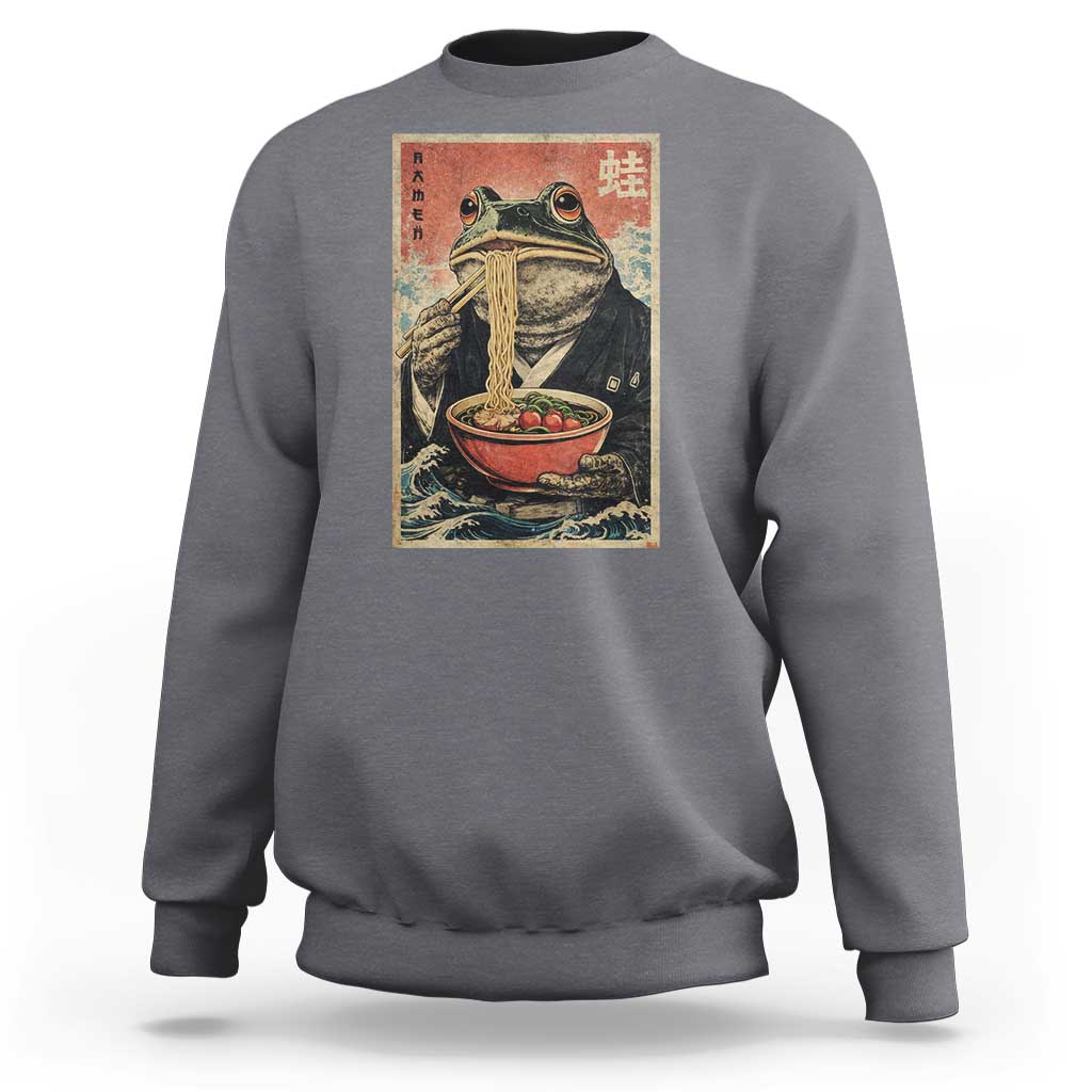 Frog Eat Ramen Sweatshirt Funny Japanese Noodles Anime Lovers Kawaii Anime - Wonder Print Shop