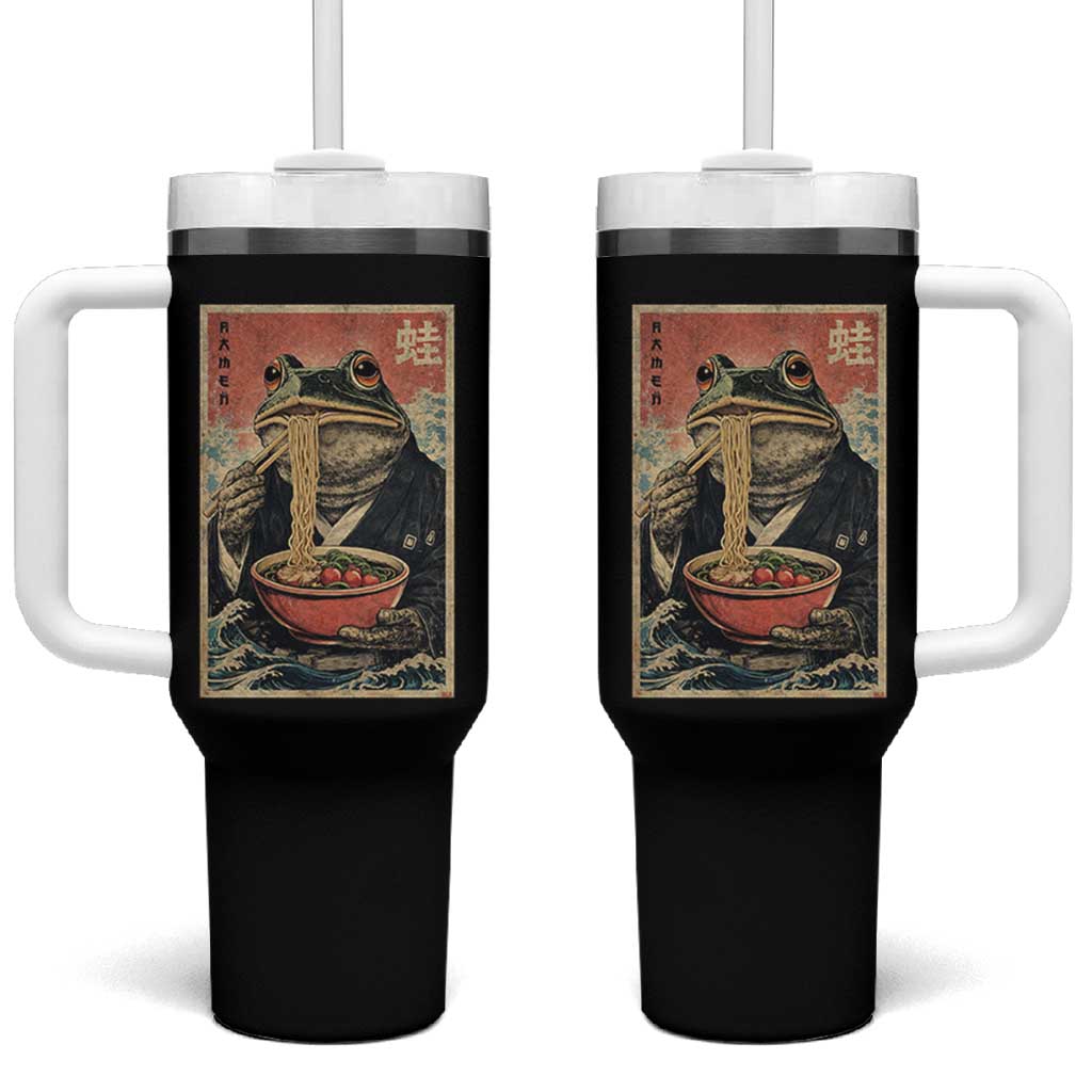 Frog Eat Ramen Tumbler With Handle Funny Japanese Noodles Anime Lovers Kawaii Anime - Wonder Print Shop