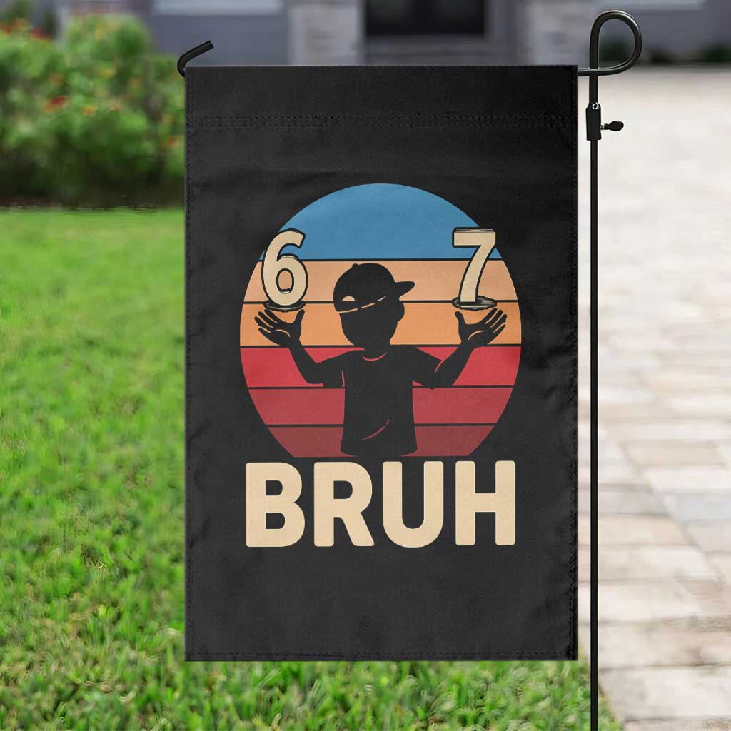 Bruh 67 Meme Garden Flag Funny Six Seven Meme 6 7 Numbers Kid Gen Alpha - Wonder Print Shop