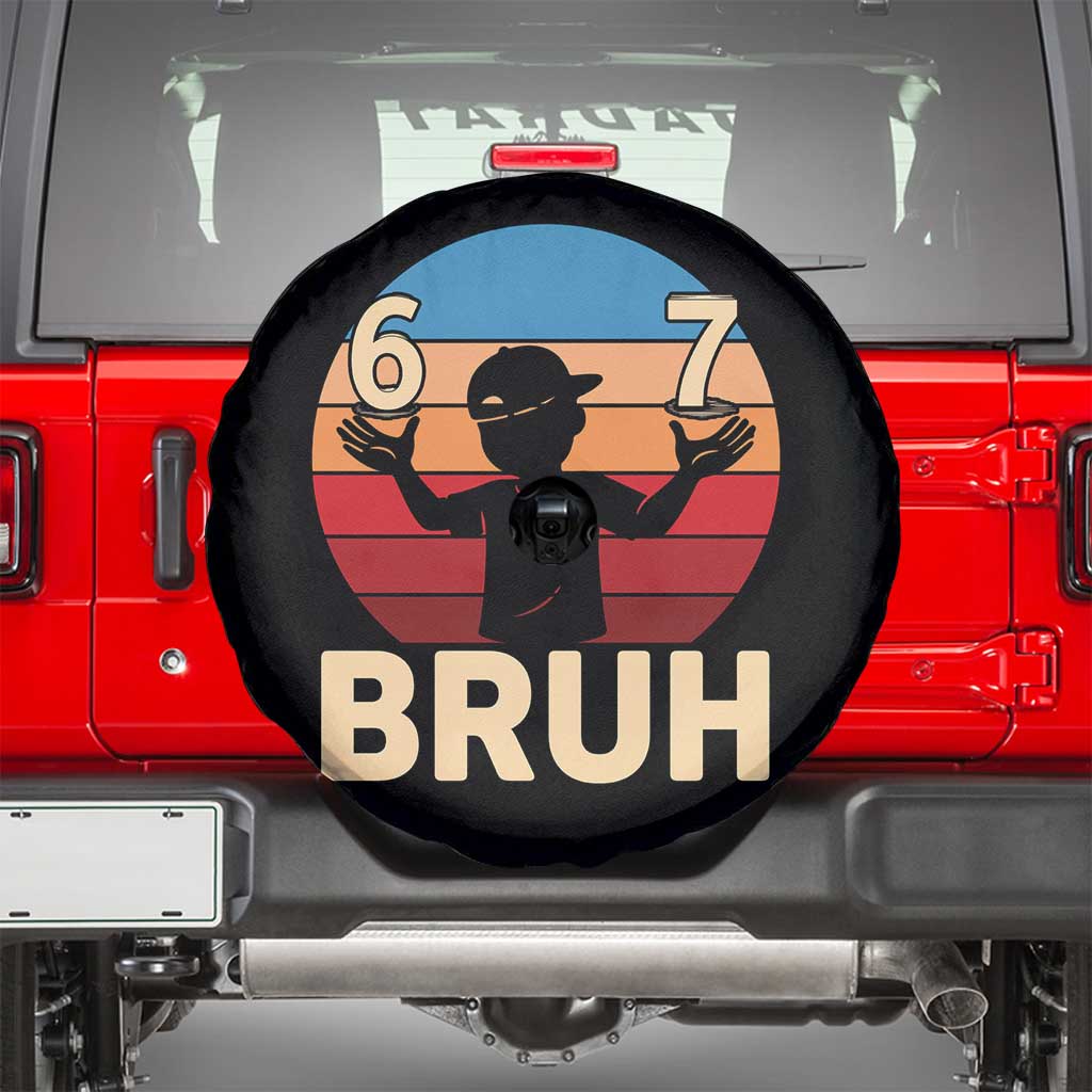 Bruh 67 Meme Spare Tire Cover Funny Six Seven Meme 6 7 Numbers Kid Gen Alpha - Wonder Print Shop