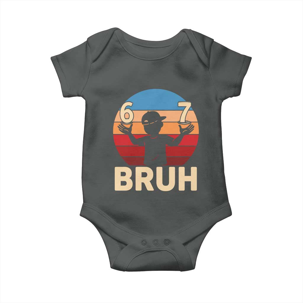 Bruh 67 Meme Baby Onesie Funny Six Seven Meme 6 7 Numbers Kid Gen Alpha - Wonder Print Shop