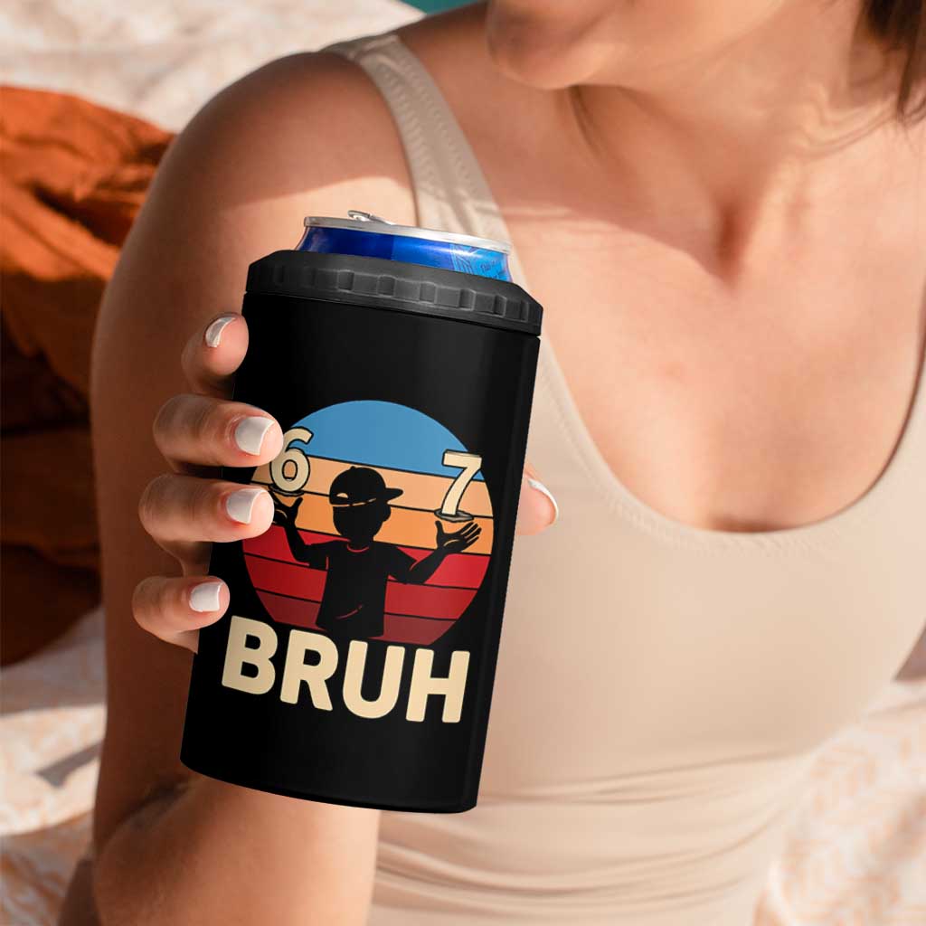 Bruh 67 Meme 4 in 1 Can Cooler Tumbler Funny Six Seven Meme 6 7 Numbers Kid Gen Alpha - Wonder Print Shop