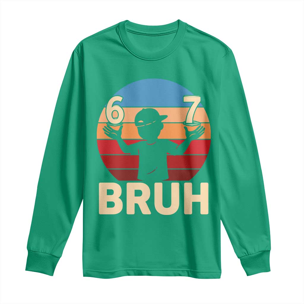 Bruh 67 Meme Long Sleeve Shirt Funny Six Seven Meme 6 7 Numbers Kid Gen Alpha - Wonder Print Shop