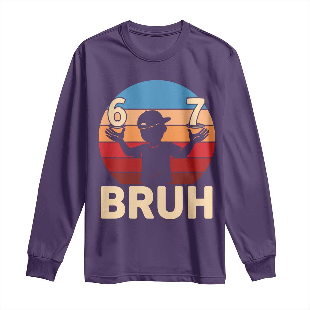 Bruh 67 Meme Long Sleeve Shirt Funny Six Seven Meme 6 7 Numbers Kid Gen Alpha - Wonder Print Shop