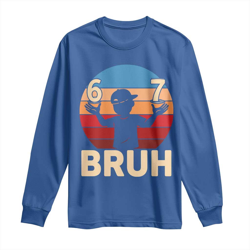 Bruh 67 Meme Long Sleeve Shirt Funny Six Seven Meme 6 7 Numbers Kid Gen Alpha - Wonder Print Shop