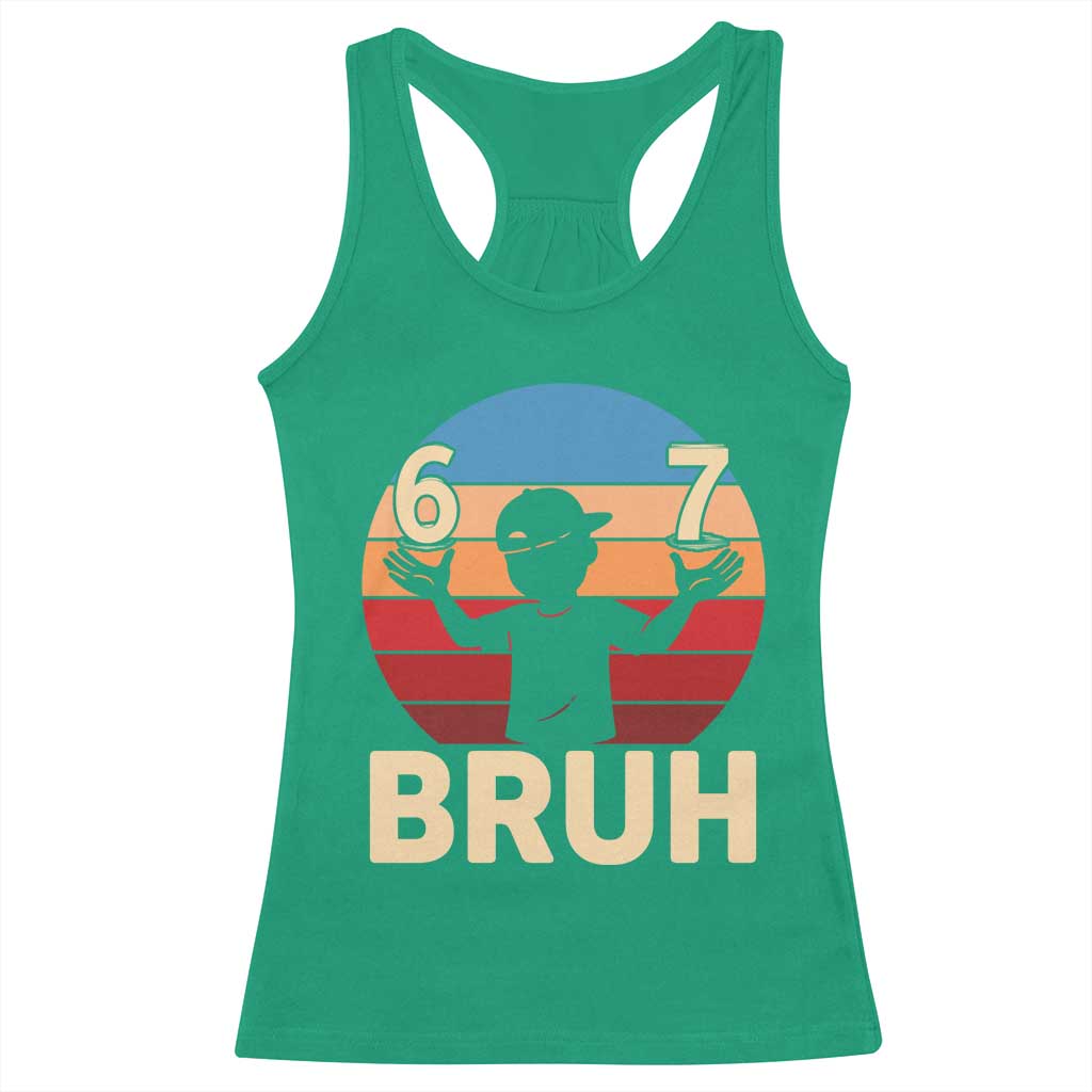 Bruh 67 Meme Racerback Tank Top Funny Six Seven Meme 6 7 Numbers Kid Gen Alpha - Wonder Print Shop