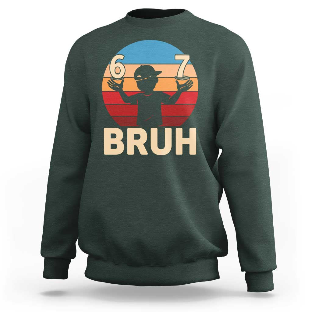 Bruh 67 Meme Sweatshirt Funny Six Seven Meme 6 7 Numbers Kid Gen Alpha - Wonder Print Shop