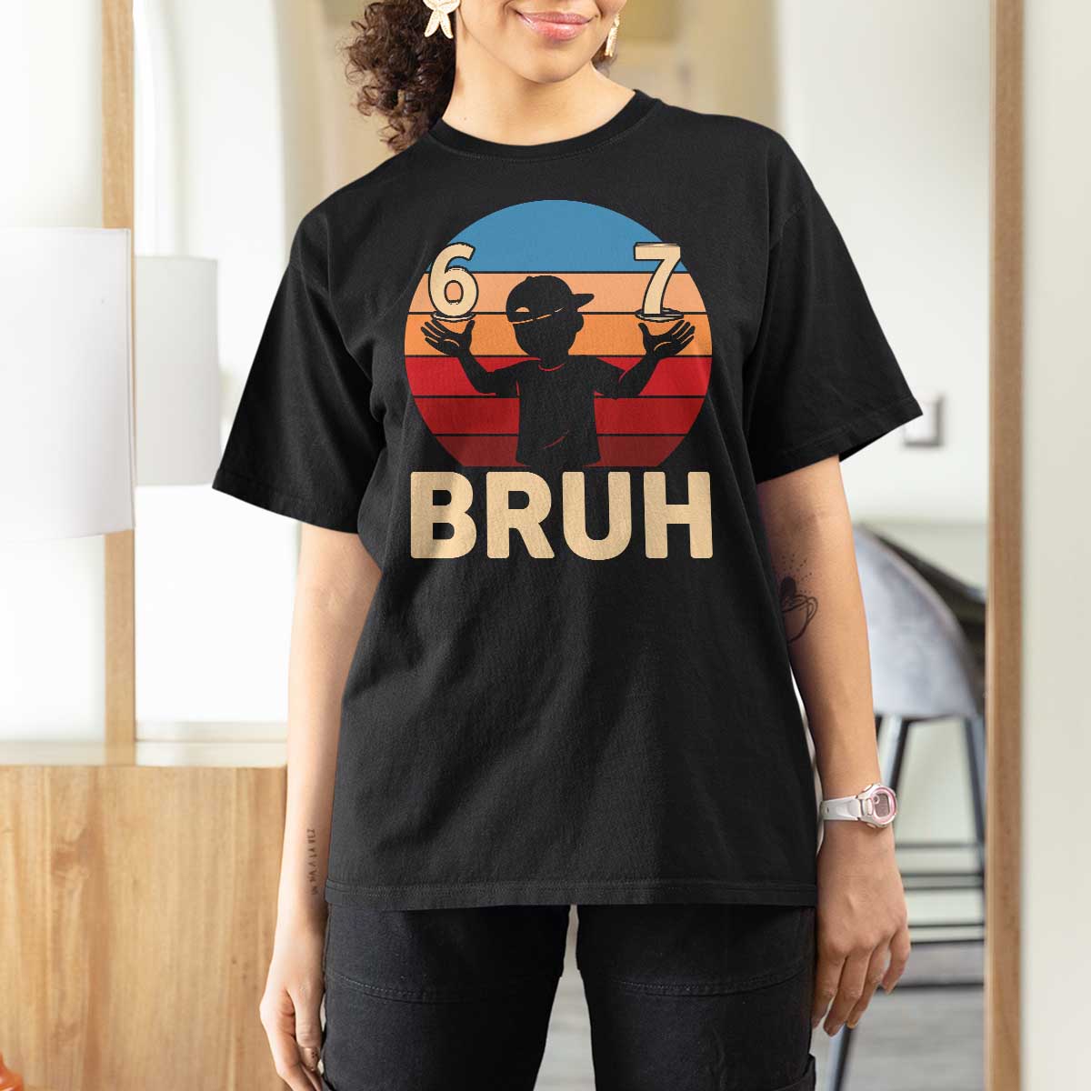 Bruh 67 Meme T Shirt For Women Funny Six Seven Meme 6 7 Numbers Kid Gen Alpha - Wonder Print Shop