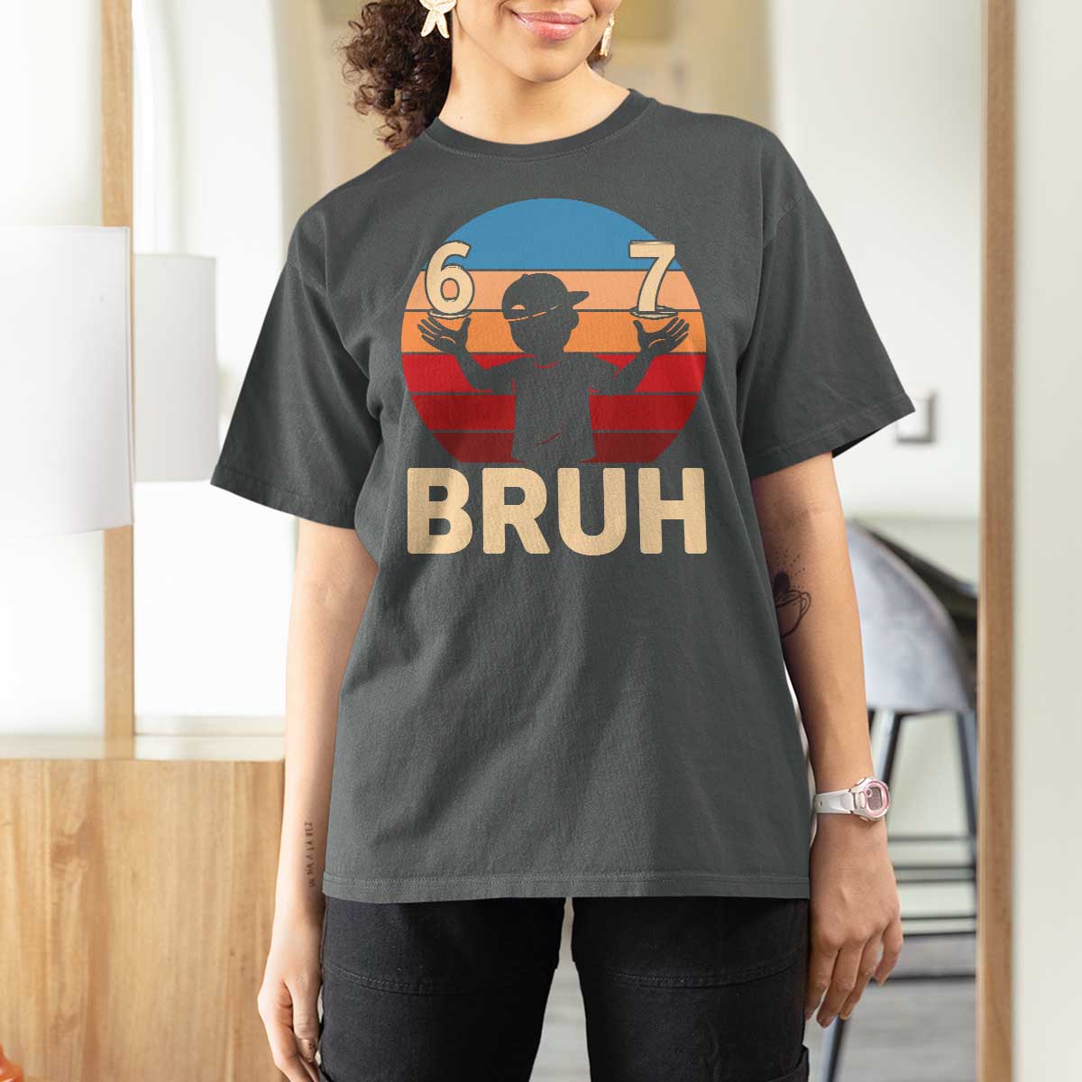 Bruh 67 Meme T Shirt For Women Funny Six Seven Meme 6 7 Numbers Kid Gen Alpha - Wonder Print Shop