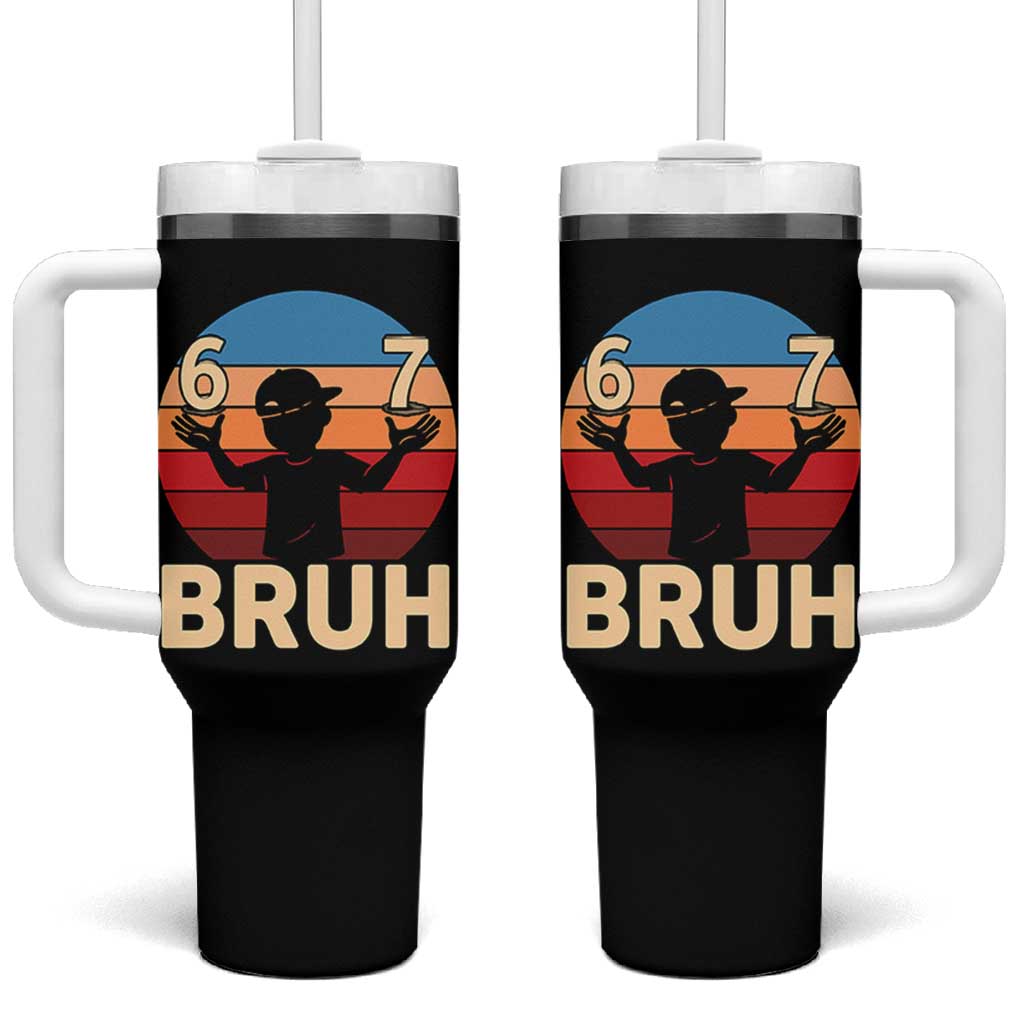 Bruh 67 Meme Tumbler With Handle Funny Six Seven Meme 6 7 Numbers Kid Gen Alpha - Wonder Print Shop
