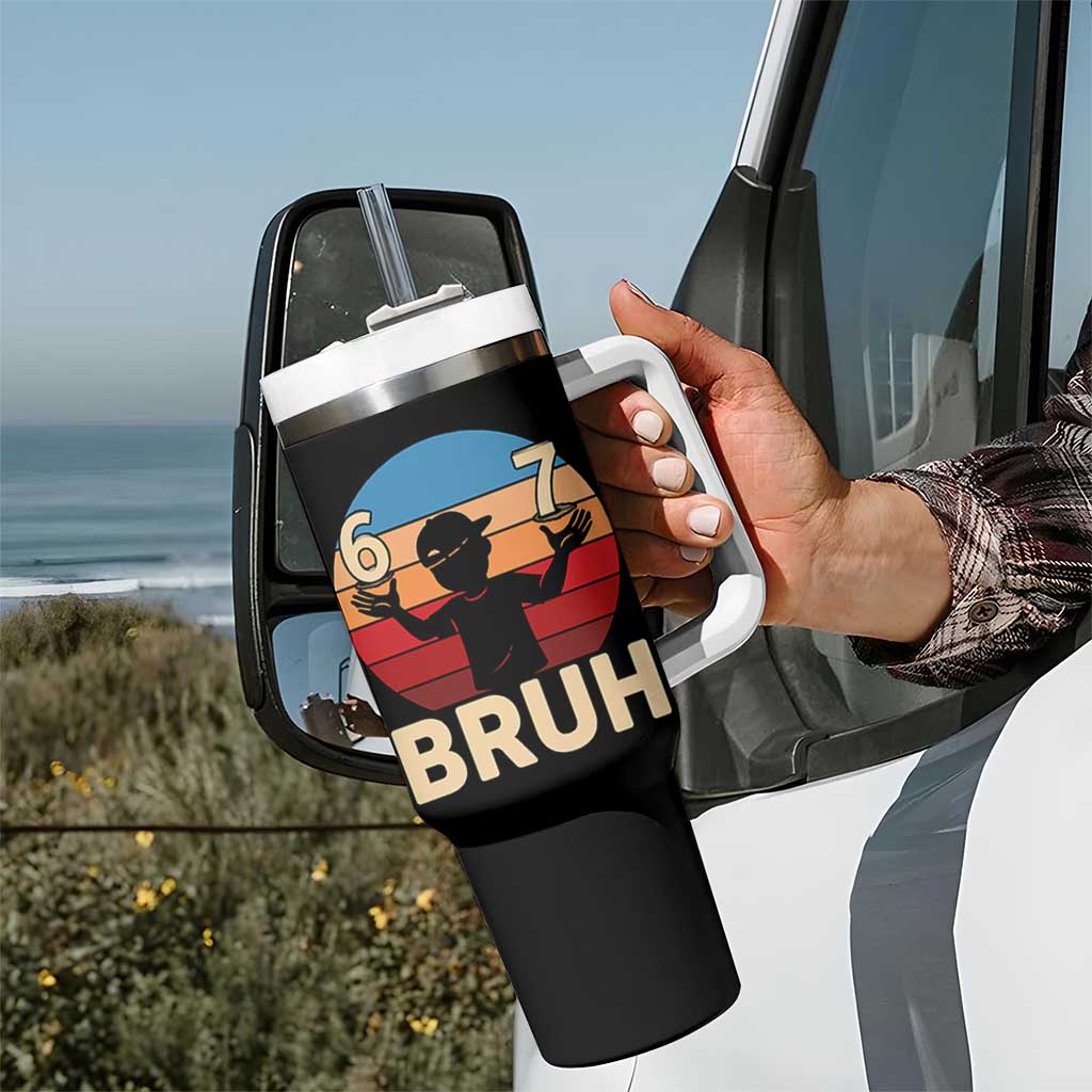 Bruh 67 Meme Tumbler With Handle Funny Six Seven Meme 6 7 Numbers Kid Gen Alpha - Wonder Print Shop