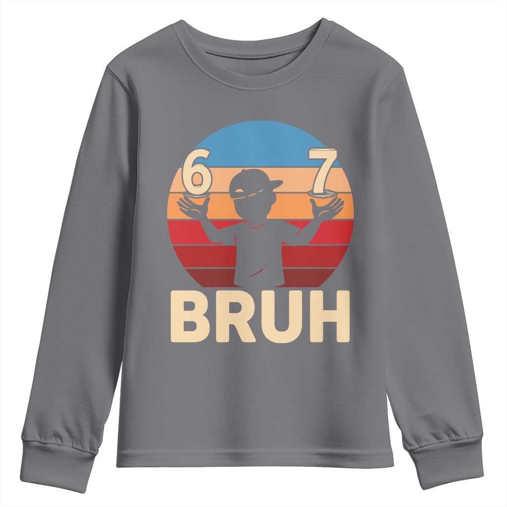 Bruh 67 Meme Youth Sweatshirt Funny Six Seven Meme 6 7 Numbers Kid Gen Alpha - Wonder Print Shop