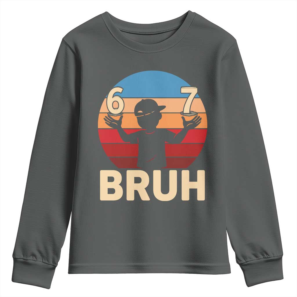 Bruh 67 Meme Youth Sweatshirt Funny Six Seven Meme 6 7 Numbers Kid Gen Alpha - Wonder Print Shop