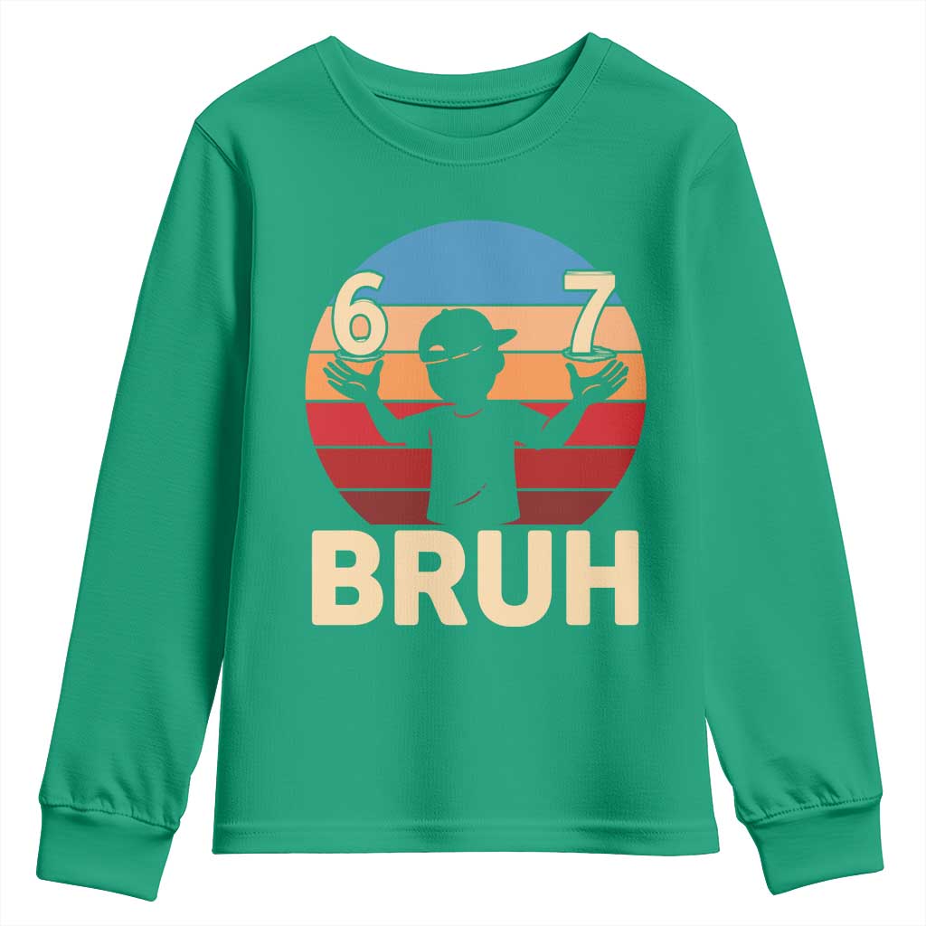 Bruh 67 Meme Youth Sweatshirt Funny Six Seven Meme 6 7 Numbers Kid Gen Alpha - Wonder Print Shop