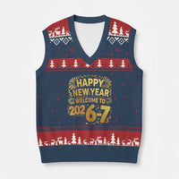 67 New Years Eve V-Neck Knit Sweater Vest Funny Six Seven 2026 Meme 6 7 Numbers Kid Gen Alpha - Wonder Print Shop