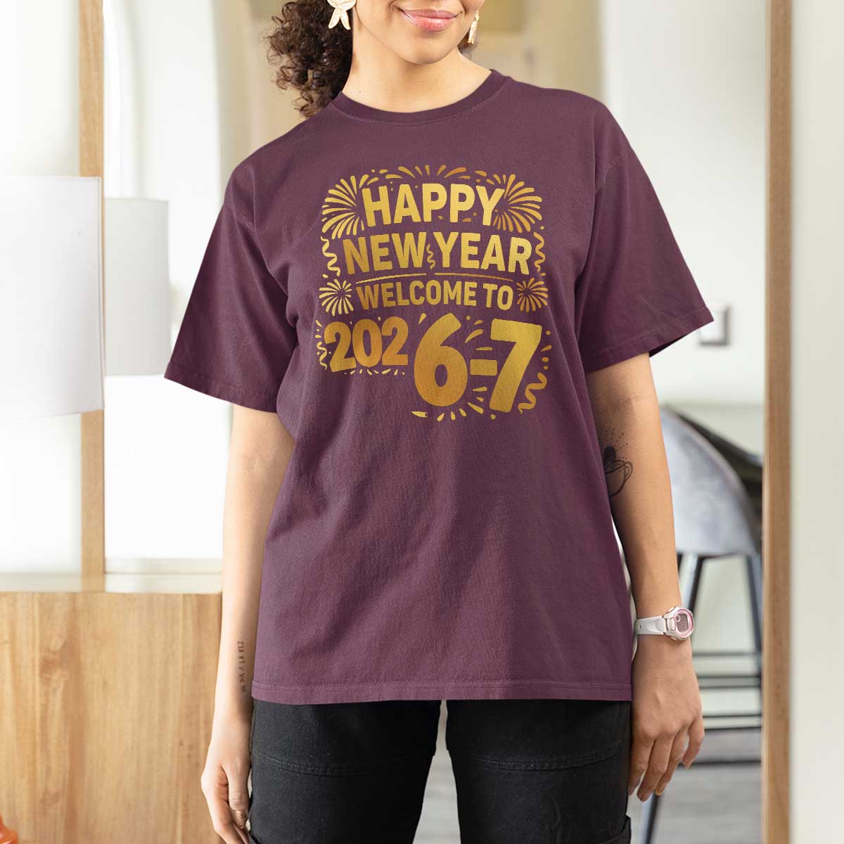 67 New Years Eve T Shirt For Women Funny Six Seven 2026 Meme 6 7 Numbers Kid Gen Alpha - Wonder Print Shop