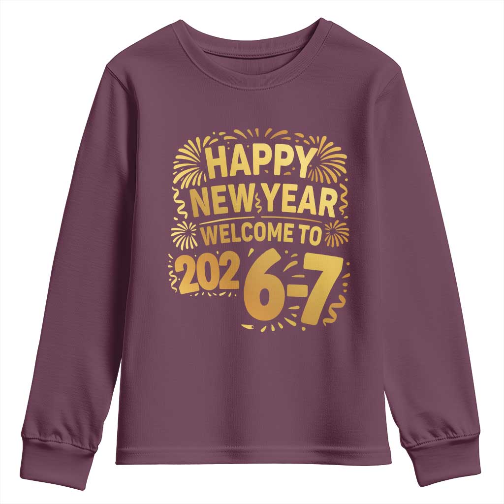 67 New Years Eve Youth Sweatshirt Funny Six Seven 2026 Meme 6 7 Numbers Kid Gen Alpha - Wonder Print Shop