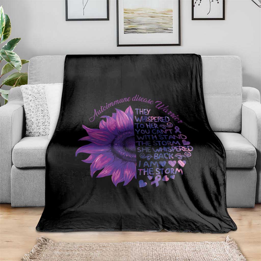 Autoimmune Disease Awereness Throw Blanket I Am The Storm Purple Ribbon