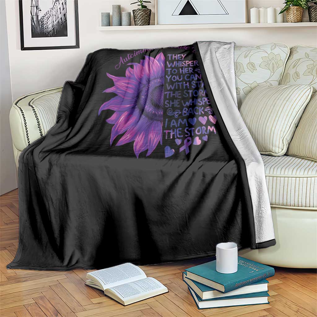 Autoimmune Disease Awereness Throw Blanket I Am The Storm Purple Ribbon