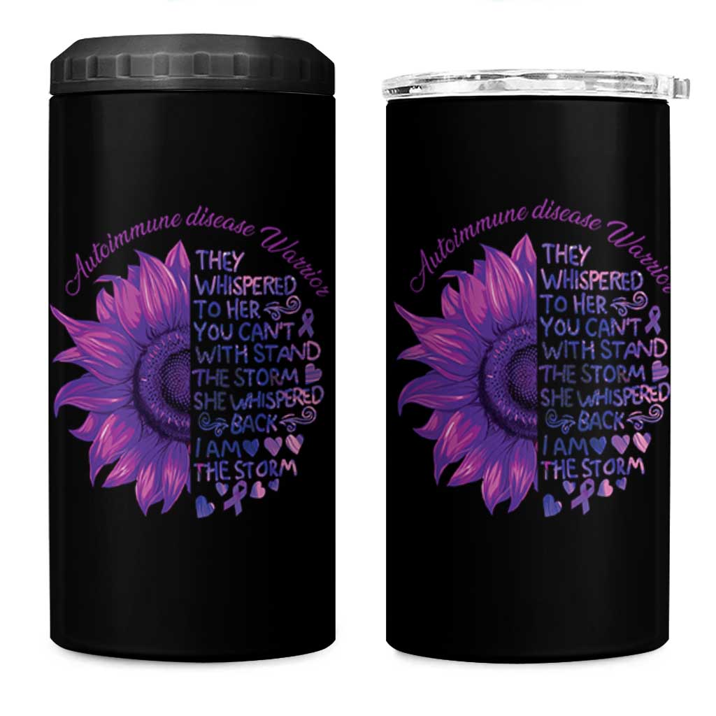 Autoimmune Disease Awereness 4 in 1 Can Cooler Tumbler I Am The Storm Purple Ribbon