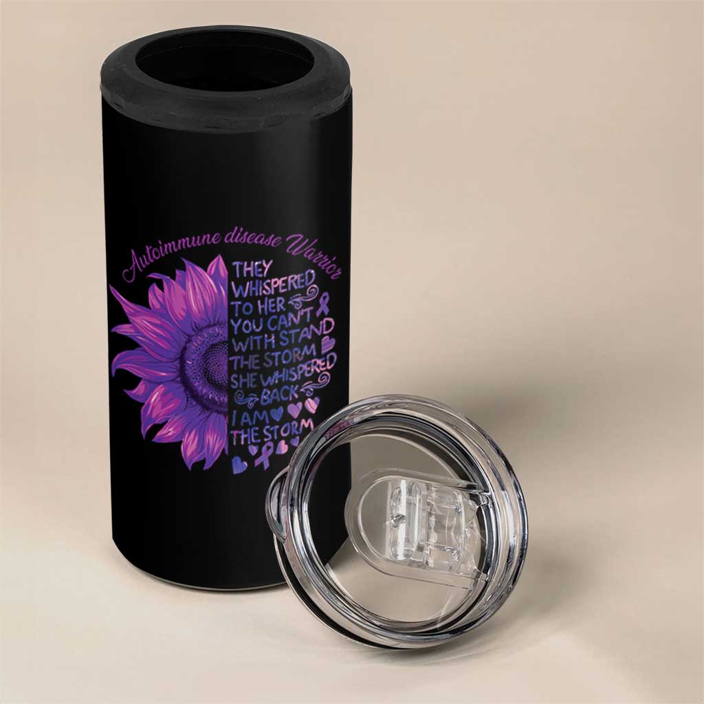 Autoimmune Disease Awereness 4 in 1 Can Cooler Tumbler I Am The Storm Purple Ribbon