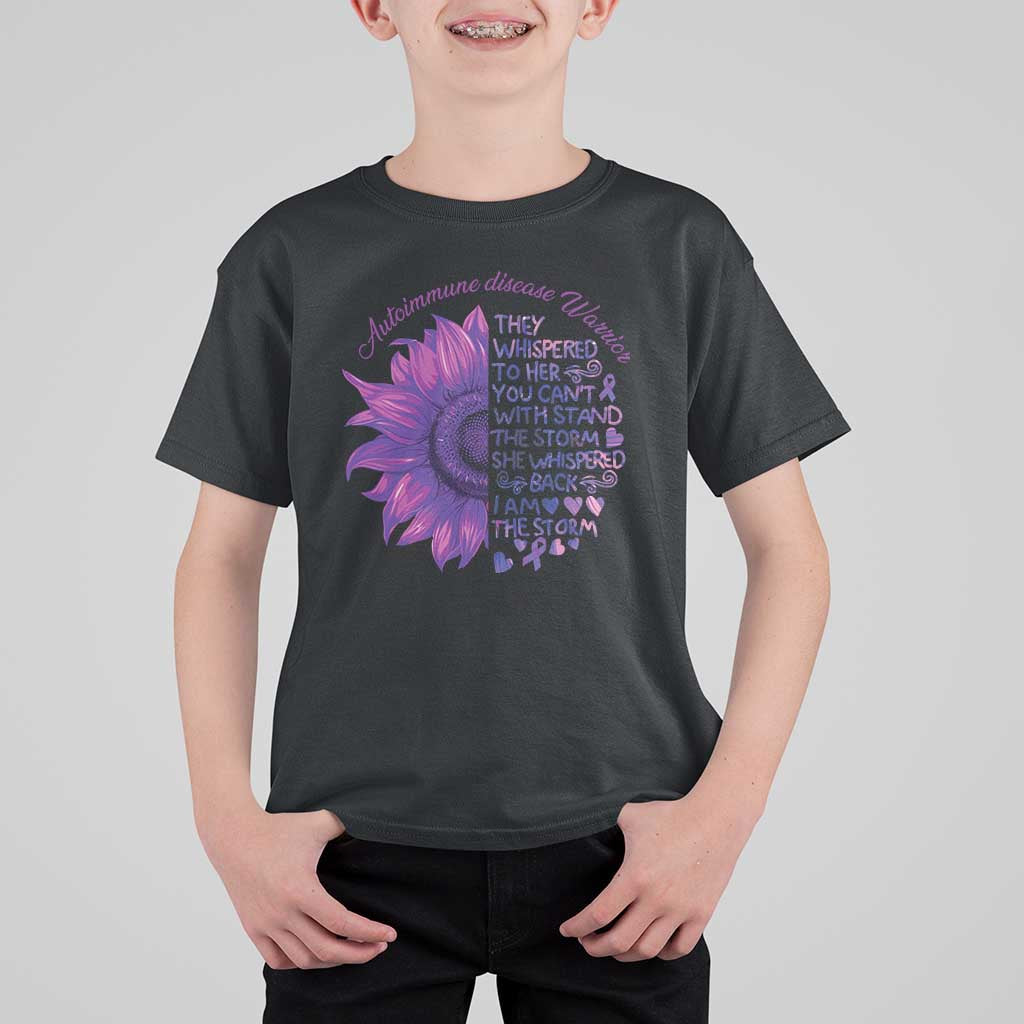 Autoimmune Disease Awereness T Shirt For Kid I Am The Storm Purple Ribbon
