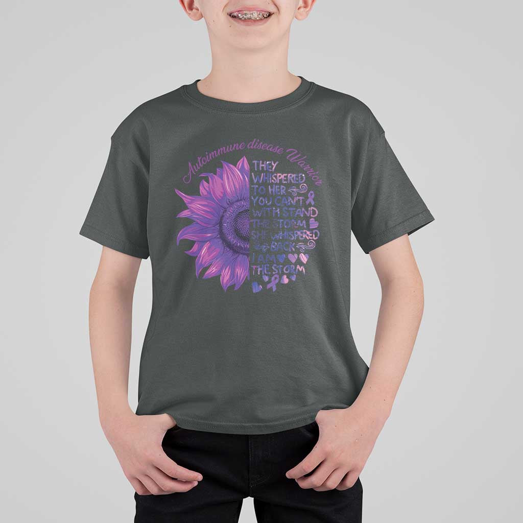 Autoimmune Disease Awereness T Shirt For Kid I Am The Storm Purple Ribbon