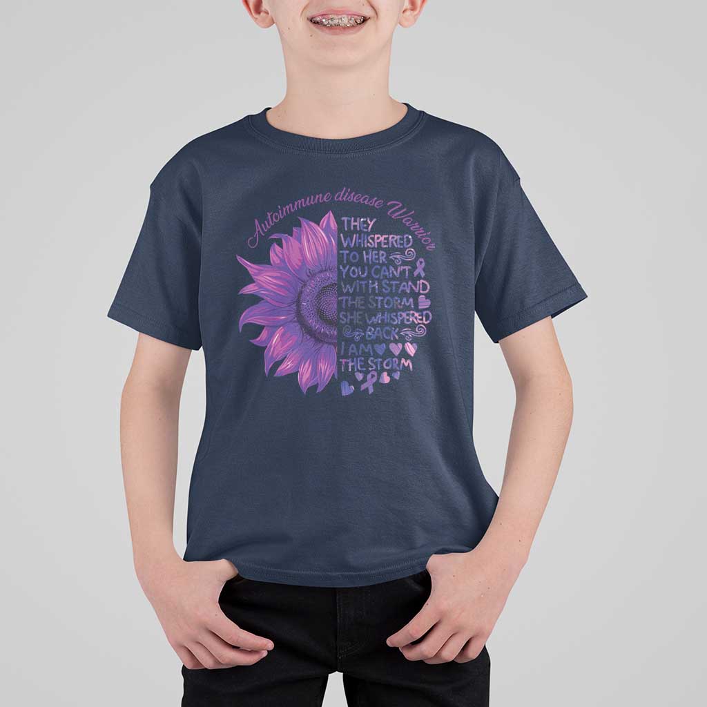 Autoimmune Disease Awereness T Shirt For Kid I Am The Storm Purple Ribbon
