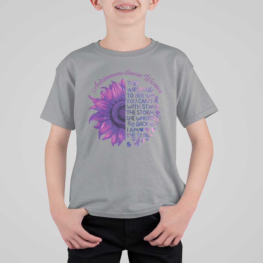 Autoimmune Disease Awereness T Shirt For Kid I Am The Storm Purple Ribbon