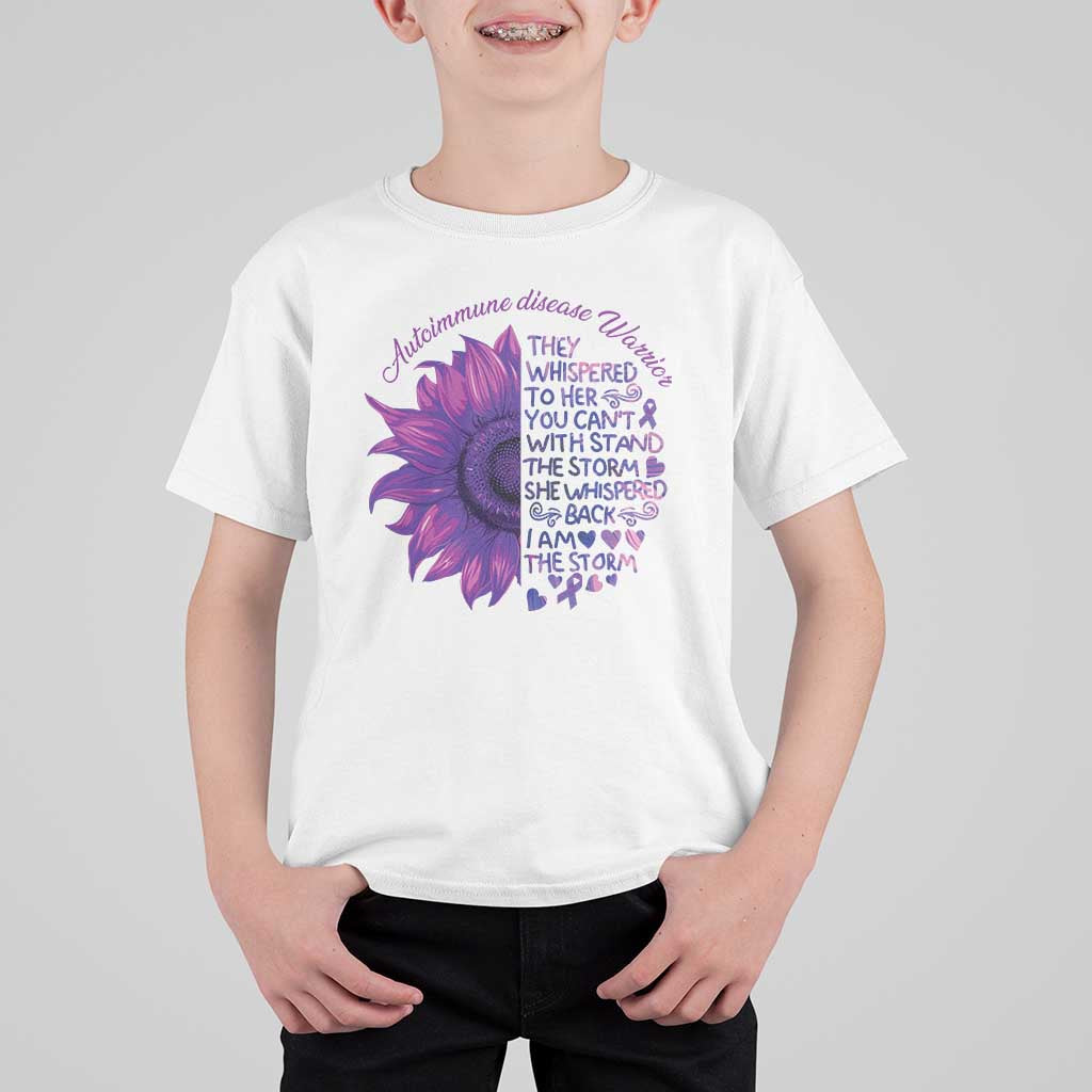 Autoimmune Disease Awereness T Shirt For Kid I Am The Storm Purple Ribbon