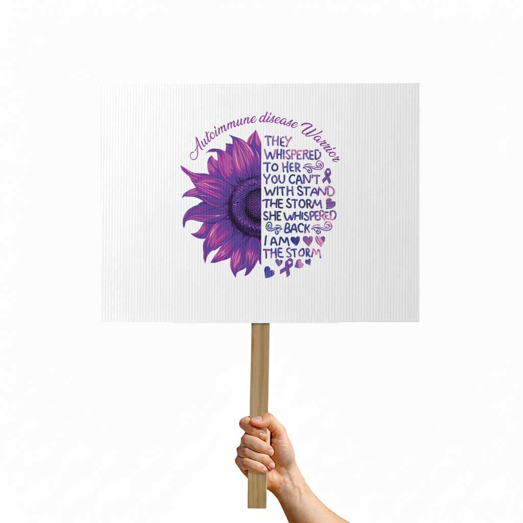 Autoimmune Disease Awereness Protest Sign I Am The Storm Purple Ribbon