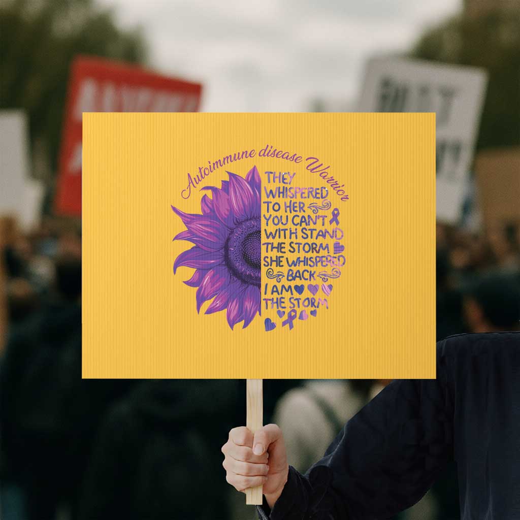 Autoimmune Disease Awereness Protest Sign I Am The Storm Purple Ribbon