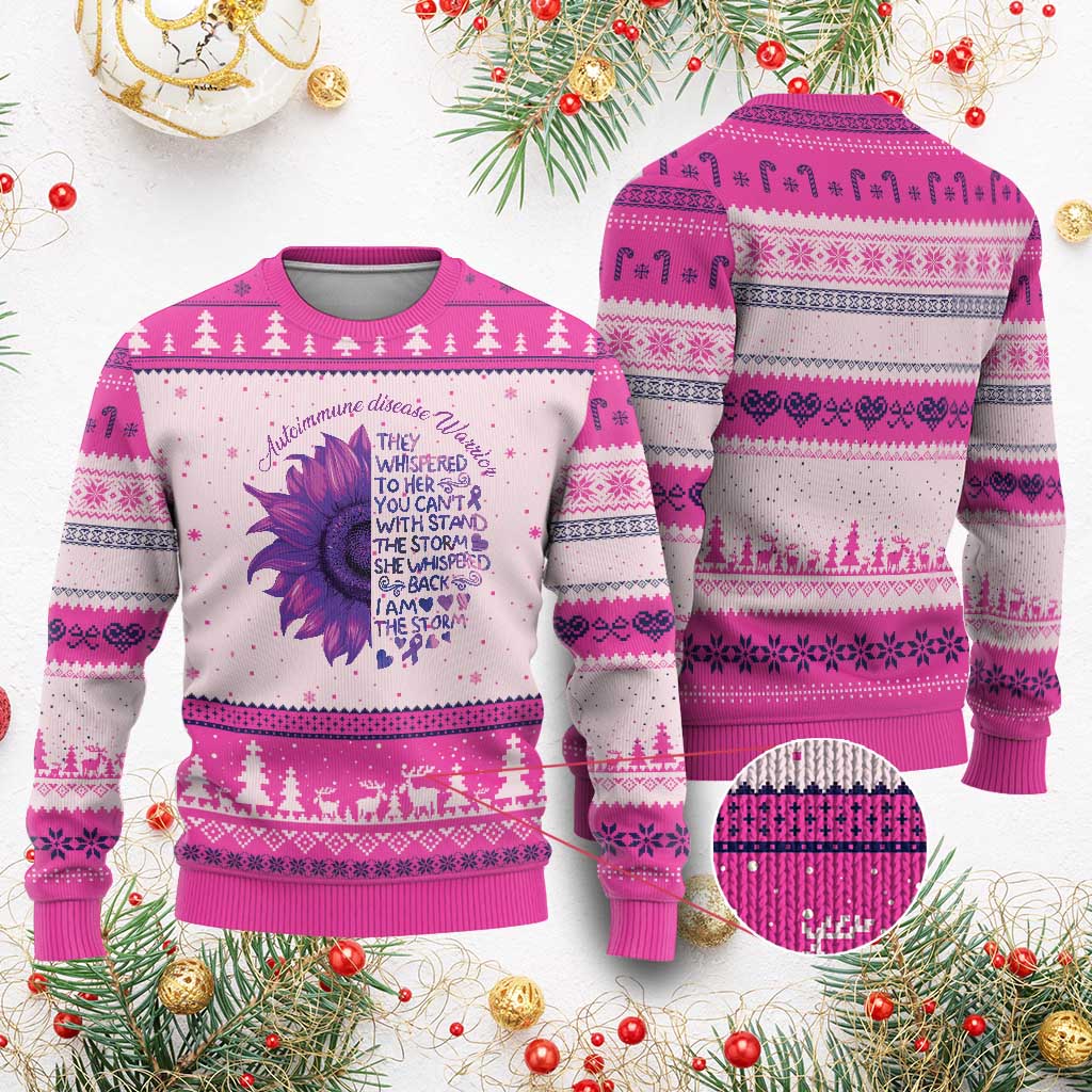 Autoimmune Disease Awereness Ugly Christmas Sweater I Am The Storm Purple Ribbon