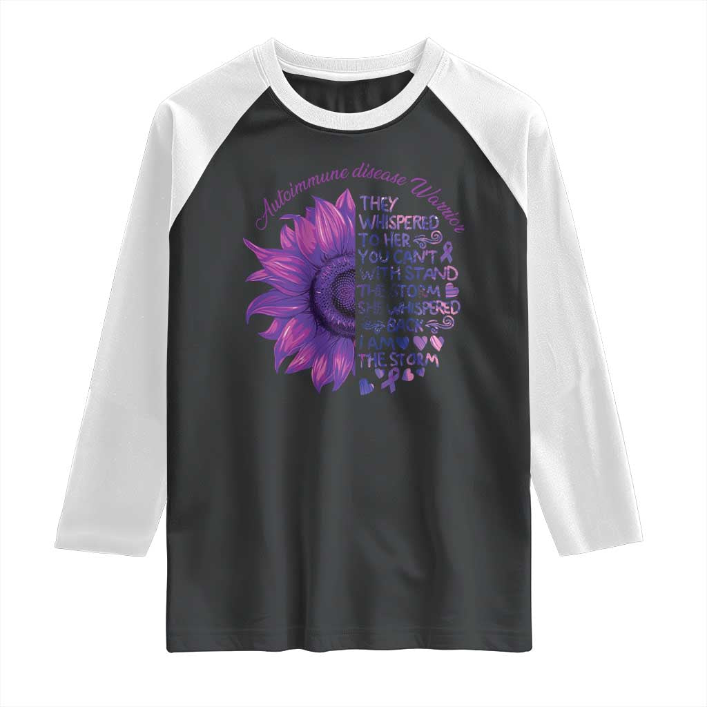 Autoimmune Disease Awereness Raglan Shirt I Am The Storm Purple Ribbon
