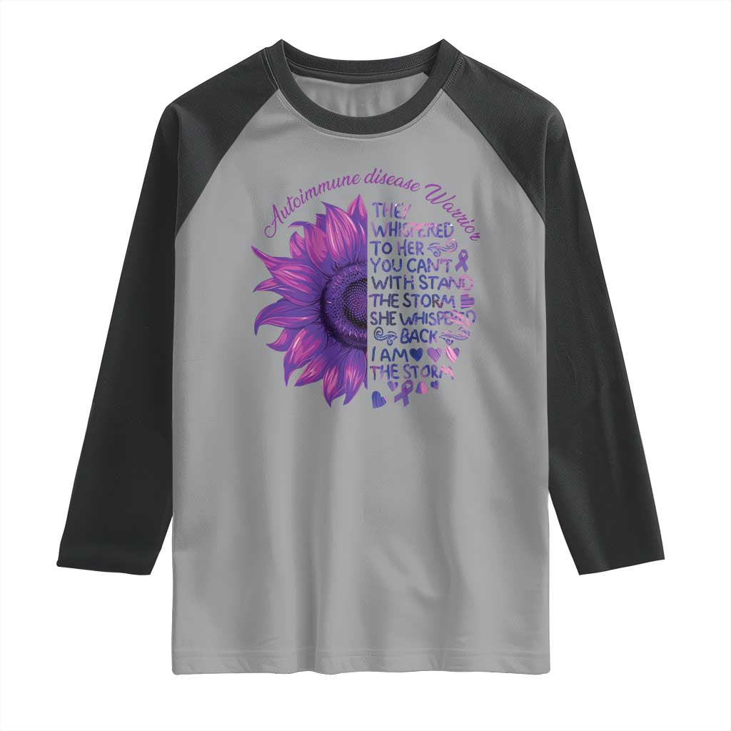 Autoimmune Disease Awereness Raglan Shirt I Am The Storm Purple Ribbon