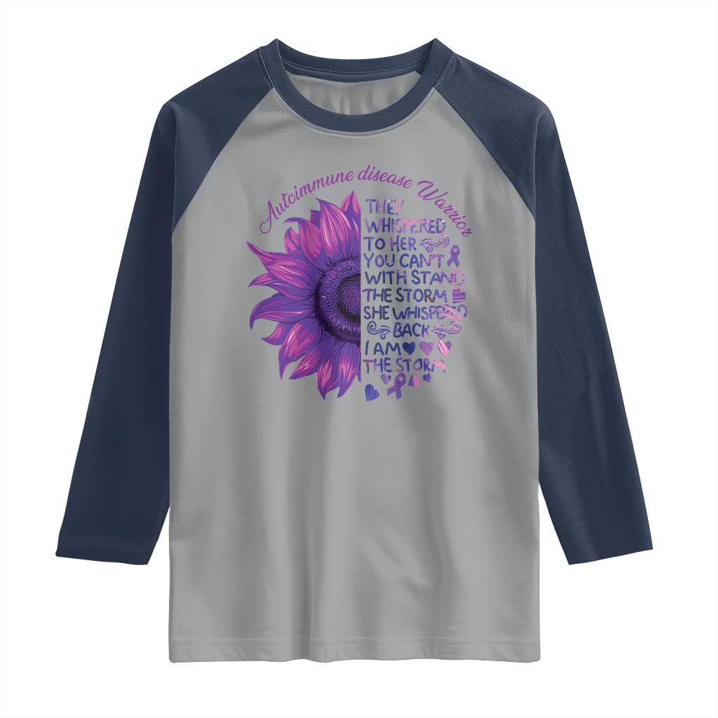 Autoimmune Disease Awereness Raglan Shirt I Am The Storm Purple Ribbon