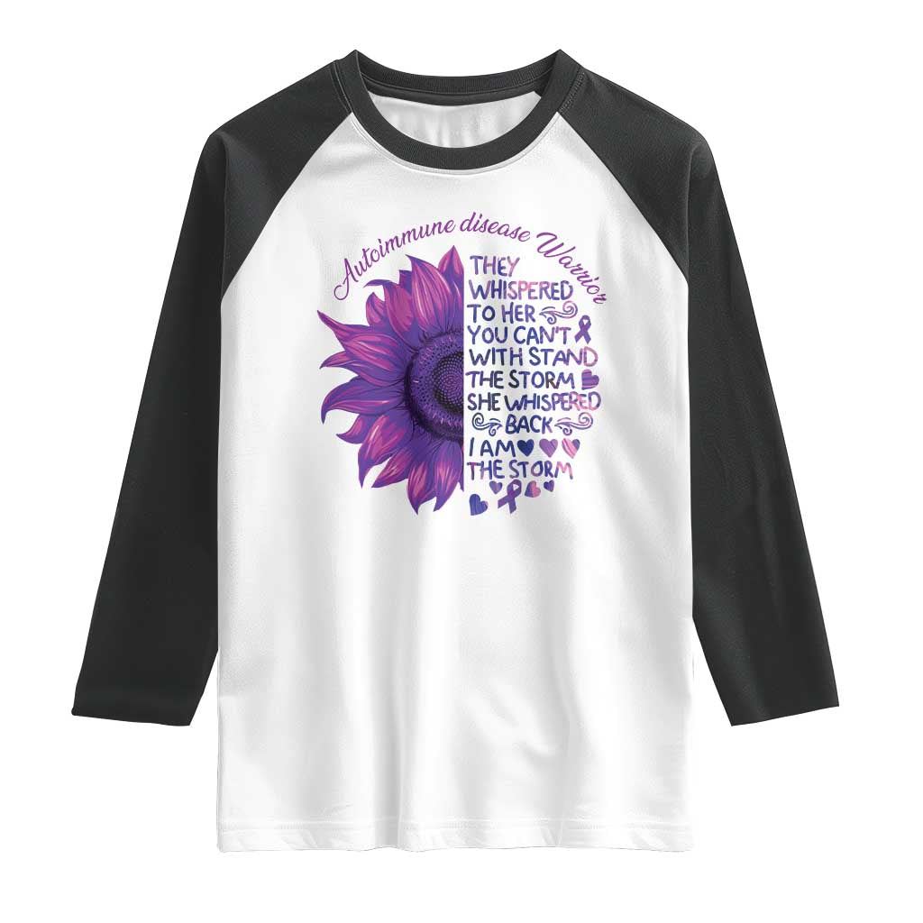 Autoimmune Disease Awereness Raglan Shirt I Am The Storm Purple Ribbon