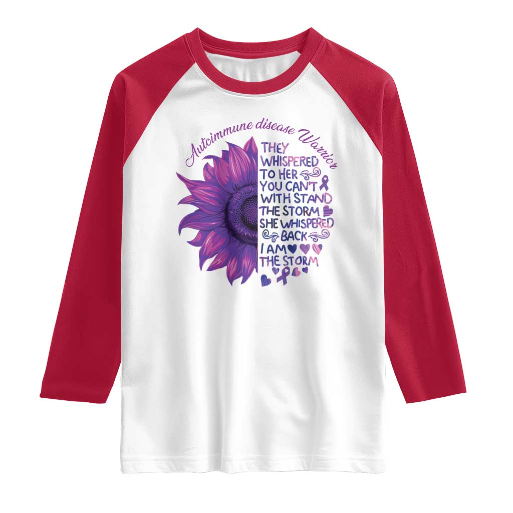 Autoimmune Disease Awereness Raglan Shirt I Am The Storm Purple Ribbon