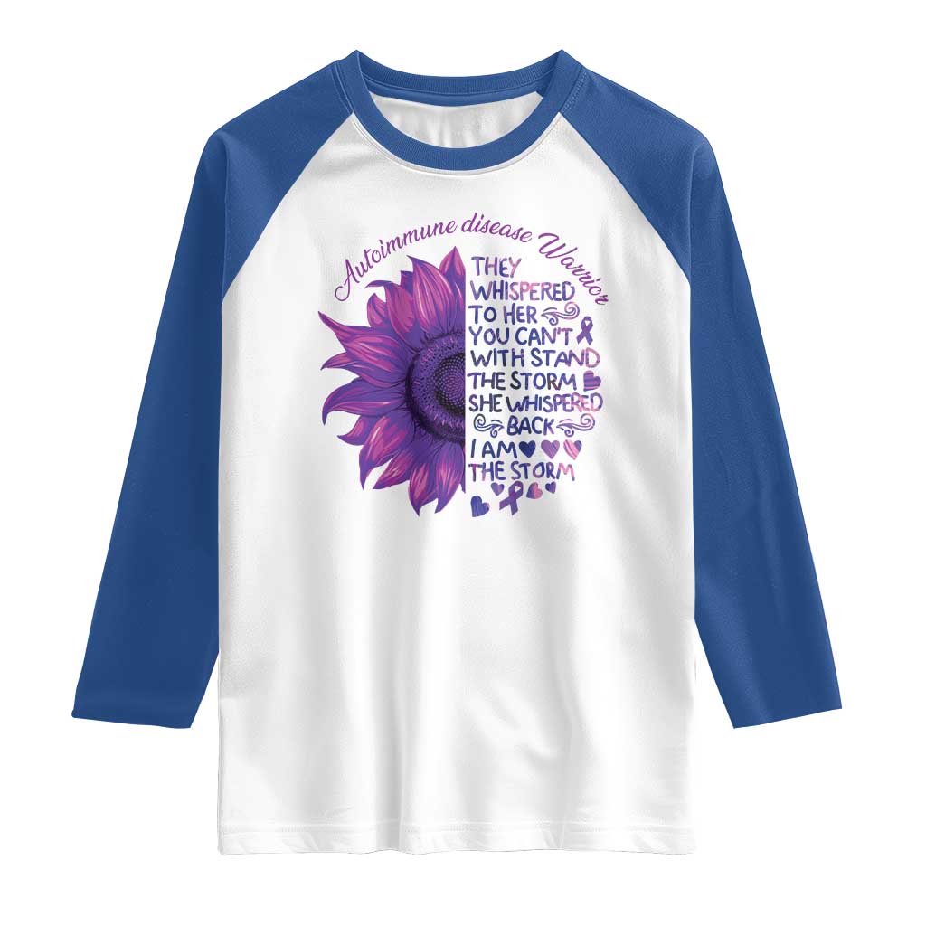 Autoimmune Disease Awereness Raglan Shirt I Am The Storm Purple Ribbon