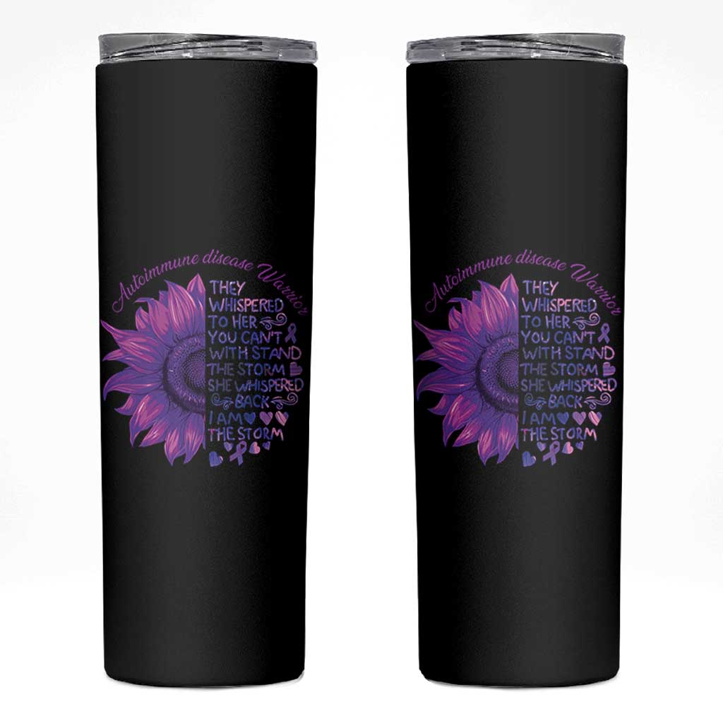 Autoimmune Disease Awereness Skinny Tumbler I Am The Storm Purple Ribbon